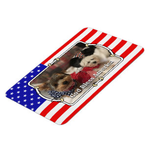 Custom Photo Frame USA American Flag Patriotic Fun Magnet