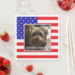 Custom Photo Frame USA American Flag Patriotic Fun Napkin