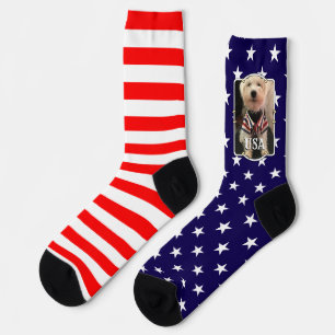 Custom Photo Frame USA American Flag Patriotic Fun Socks