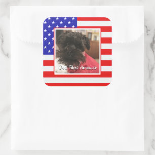 Custom Photo Frame USA American Flag Patriotic Fun Square Sticker