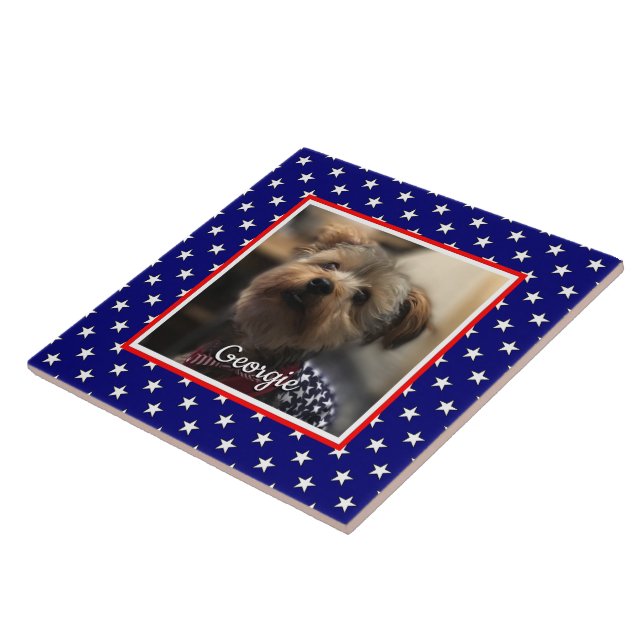 Custom Photo Frame USA American Flag Patriotic Fun Tile (Side)