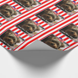 Custom Photo Frame USA American Flag Patriotic Fun Wrapping Paper