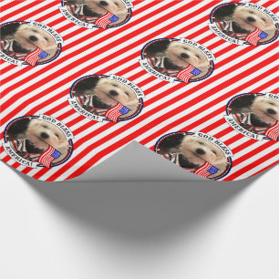 Custom Photo Frame USA American Flag Patriotic Fun Wrapping Paper