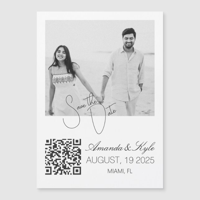 Custom Photo Fridge announcement Engagement magnet (Front)