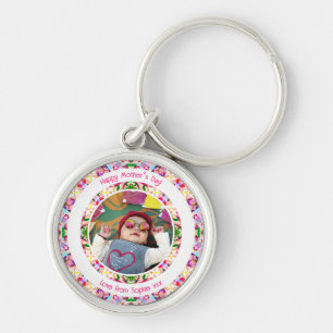 Custom Photo Fun Pink Happy Mother’s Day Keepsake Key Ring