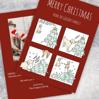 Custom Photo Funny Cat Dog Cartoon Christmas