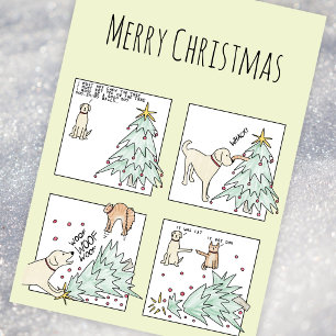Custom Photo Funny Cat Dog Cartoon Christmas Holiday Card