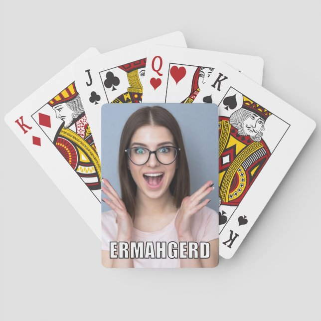 Custom Photo Funny Ermahgerd Meme Style Playing Cards (Back)