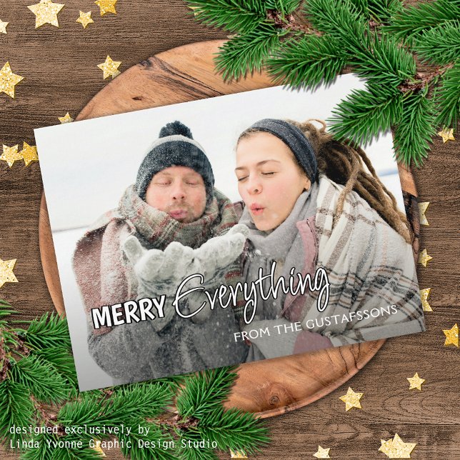 Custom Photo Funny Merry Everything Humour Text Holiday Card (Creator Uploaded)
