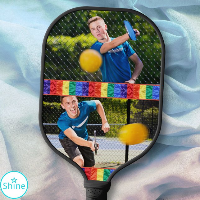 Custom Photo Gay LGBTQ Rainbow Flag Gay Pride Pickleball Paddle (Creator Uploaded)