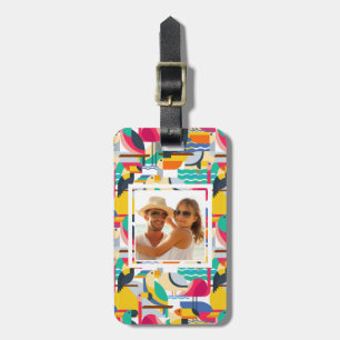 Custom Photo Geometric Tropical Birds Luggage Tag