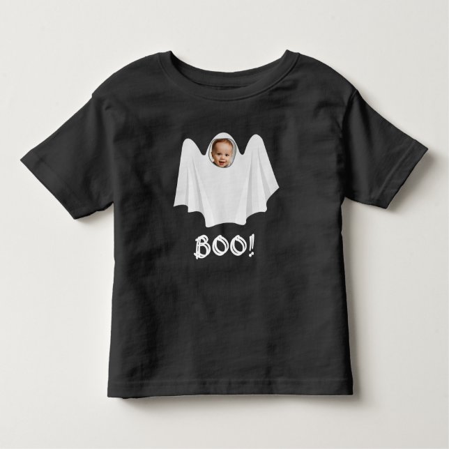 Custom photo ghost boo spooky Happy Halloween fun Toddler T-Shirt (Front)
