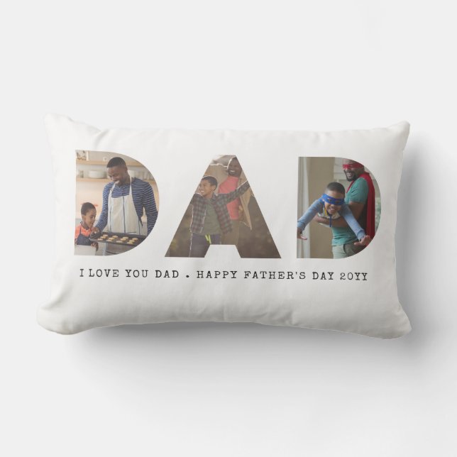 Custom Photo Gift Dad Father's Day Photo Lumbar Cushion (Front)