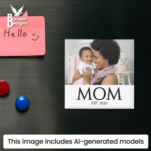 Custom Photo Gift Mum Established Magnet