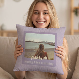 Custom Photo Gifts for 21 Year Old Female Violet Cushion