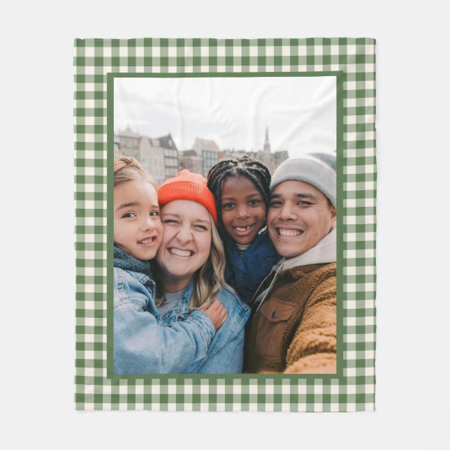 Custom Photo Gingham Family Keepsake Blanket Gift (Front)