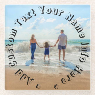 Custom Photo Glass Coaster Add Your Text Name
