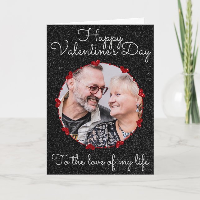 Custom Photo Glitter Valentine Card (Front)
