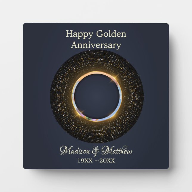 Custom Photo Glittering 50th Anniversary  Plaque (Front)