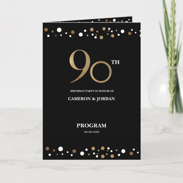 Custom photo Gold Black joint 90th birthday  Programme (Front)