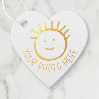 Custom Photo GOLD FOIL HEART FAVOR TAGS Template