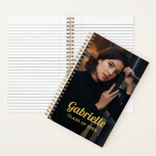 Custom Photo Gold Script Graduate Notebook