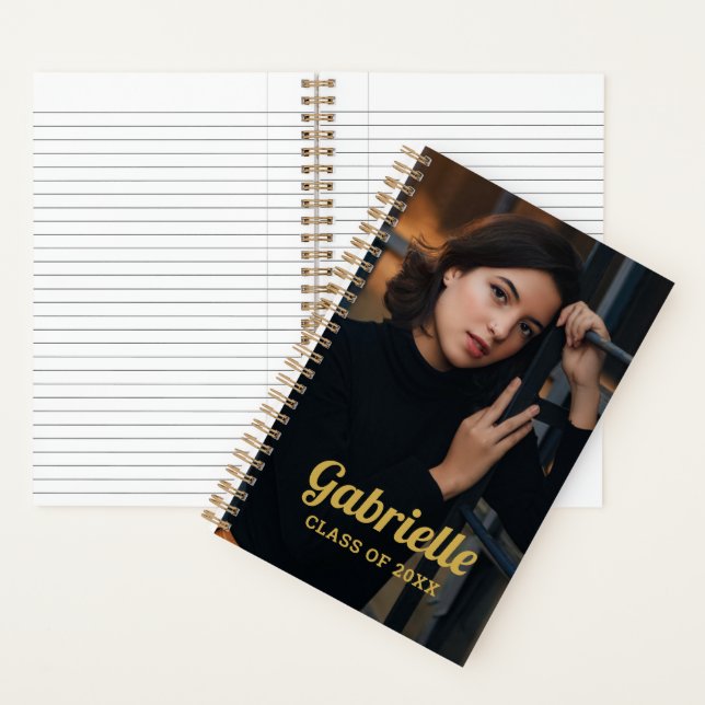 Custom Photo Gold Script Graduate Notebook (Inside)