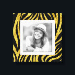 Custom Photo Gold Zebra Canvas Print<br><div class="desc">Made to look dimensional,  a black and gold zebra print pattern creates a beautiful frame for your favourite photo on this wrapped canvas. **TIP: If using square plaque,  you might need to crop your photo to a square BEFORE uploading it for best results.</div>