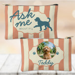 Custom Photo Golden Doodle Ask Me About My Dog Accessory Pouch<br><div class="desc">Spark joyful conversations wherever you go with this charming "Ask me about my" Golden Doodle accessory pouch. The front features a stylish teal dog silhouette against trendy terracotta and cream stripes, creating a modern boho look. Make it truly yours by personalizing the back with your favorite soulful memories through a...</div>