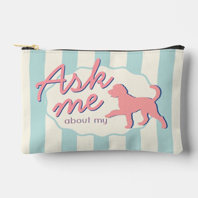 Custom Photo Goldendoodle Dog Mum Retro Stripes Accessory Pouch (Front)