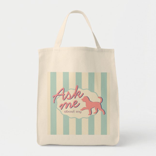 Custom Photo Goldendoodle Retro Stripe Tote Bag (Front)