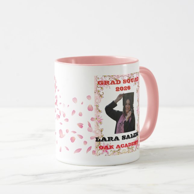 Custom Photo Grad 2026 Floral Wrap Mug (Front Right)
