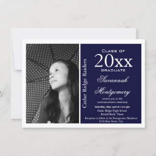 Custom Photo Graduation Announcements Navy