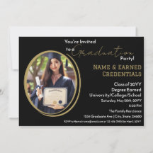 Custom Photo Graduation Black, White & Gold Party