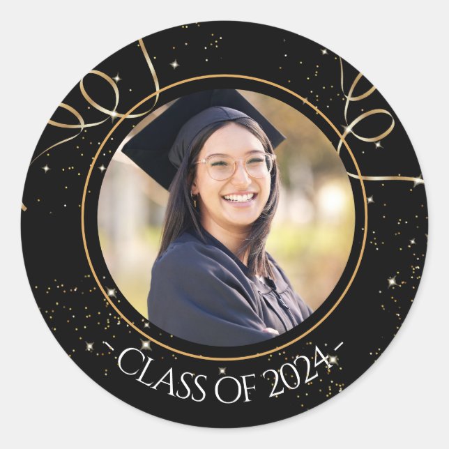 Custom Photo Graduation Classic Round Sticker (Front)