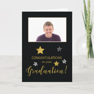 Custom Photo Graduation Congratulations Gold Silve Card