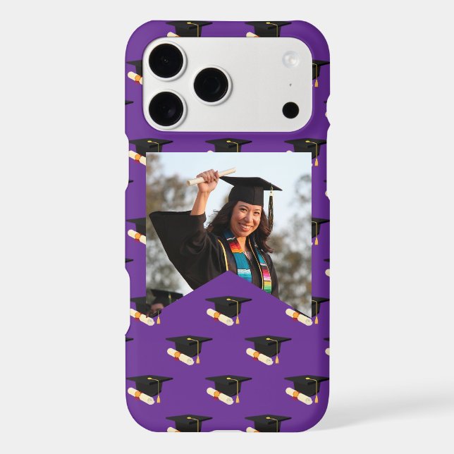 Custom Photo Graduation Diploma Purple Pattern (Back)