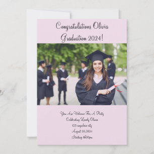 CUSTOM PHOTO GRADUATION PARTY INVITATION PINK