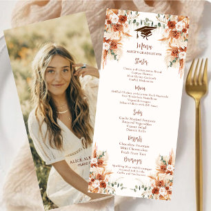 Custom Photo Graduation Terracotta Menu Bookmark