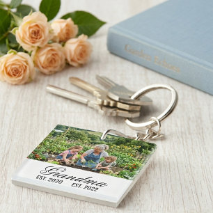 Custom Photo Grandma Established Family Keepsake Key Ring