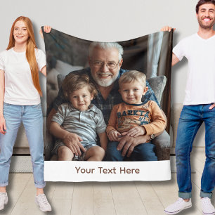 Custom Photo Grandpa Blanket Fleece Cozy Gift Idea