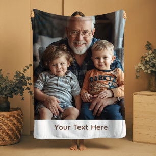 Custom Photo Grandpa Blanket Sherpa Cosy Gift Idea
