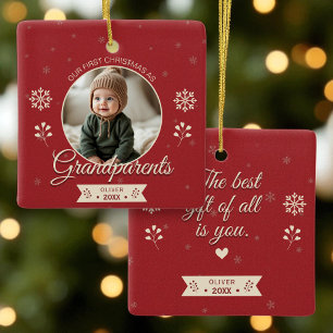 Custom Photo Grandparents First Christmas  Ceramic Ornament