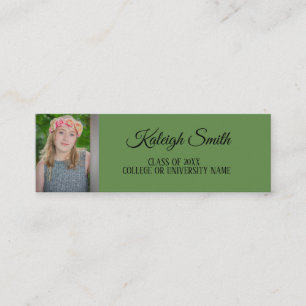 Custom Photo Green Graduation Insert Name Card