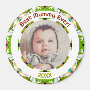 Custom Photo Green Mother’s Day Best Mummy Ever Magnet