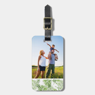 Custom Photo Green Palm Leaves Luggage Tag