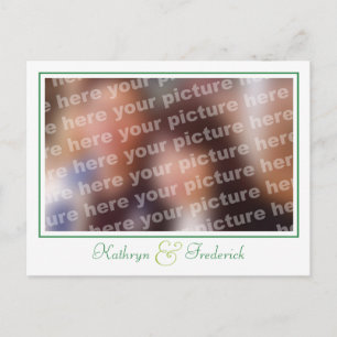 Custom photo green wedding save the date postcards