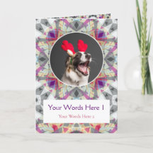 Custom Photo Greeting Grey Purple Christmas Star