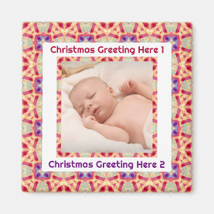 Custom Photo Greeting Jolly Happy First Christmas Magnet