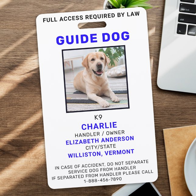 Custom Photo Guide Dog Service Dog ID Badge (Creator Uploaded)